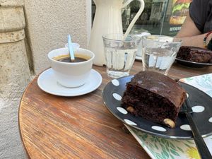 Their vegan brownies are to die for.  at Peacefood Cafe in Montpellier