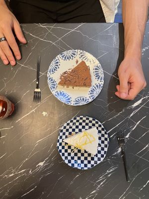 Tiramisu and cheese cake  at Peacefood Cafe in Montpellier