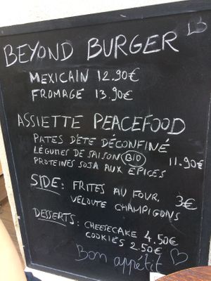 Menu  at Peacefood Cafe in Montpellier