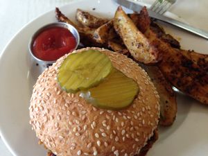 Garvey burger and herb potatoes at Soul Vegetarian - Highland in Atlanta