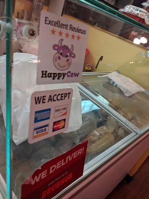 Proudly displaying Happy Cow approval at Soul Vegetarian - Highland in Atlanta