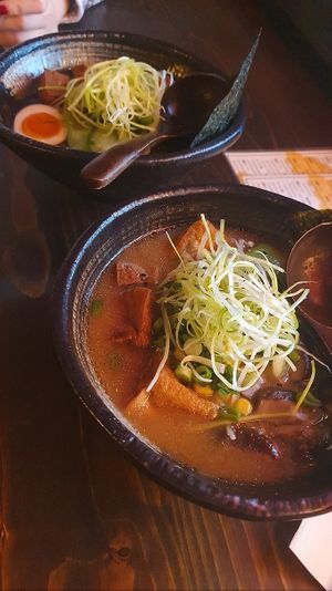 Vegan miso and vegetarian Shoyu Ramen at Ramen1974 in Dresden