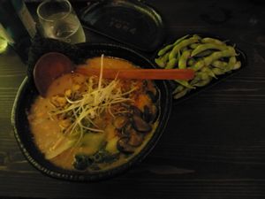 Ramen and edamame at Ramen1974 in Dresden