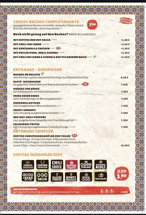 Speisekarte at Espitas Dresden Gruna in Dresden