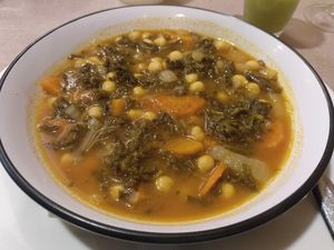 Daily menu / 1st course / chickpea + kale stew at Landare in San Sebastian