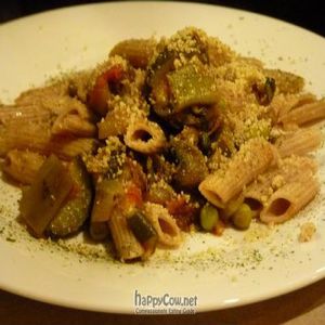 Buckwheat pasta with vegetables at Landare in San Sebastian