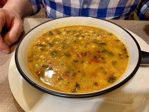 African soup with chickpeas & rice at Landare in San Sebastian