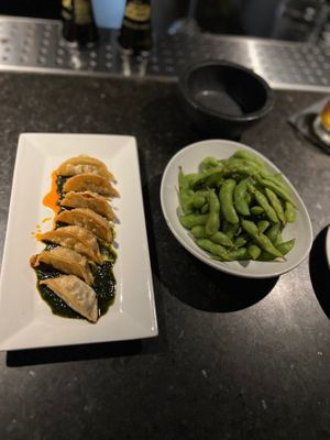 Veggie Gyoza and Edamame at Dragon King's Daughter in Louisville