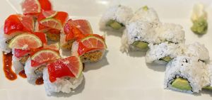 coco caliente roll and avo rol at Dragon King's Daughter in Louisville