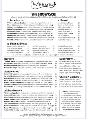 Menu at Watercress in Kuta