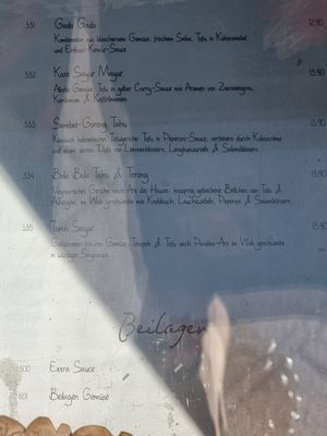 Menu at Bali in Cologne