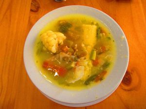 Sancochado soup at Sabor y Vida in Lima