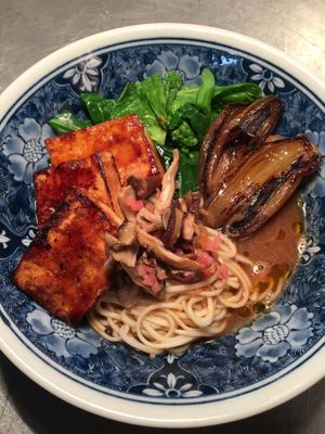 Ramen with teriyaki tofu at Dishidrop in Sheffield