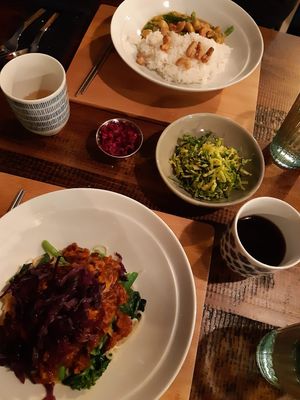 Sri Lankan curry and noodles with mushrooms at Dishidrop in Sheffield
