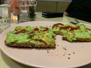 Yum yum yum... avocado toast at Brambles in Dubai