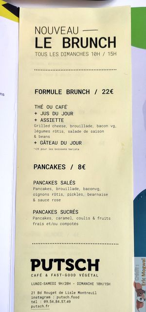 Brunch Offer at Putsch in Montreuil