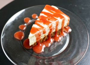 Cheesecake w/strawberry and rhubarb jam at Putsch in Montreuil