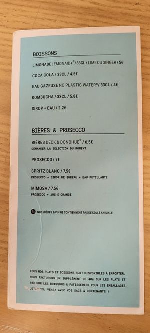 Drinks list. at Putsch in Montreuil