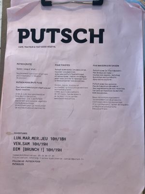 Menu  at Putsch in Montreuil