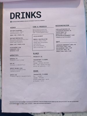Menu  at Putsch in Montreuil