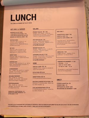Menu  at Putsch in Montreuil