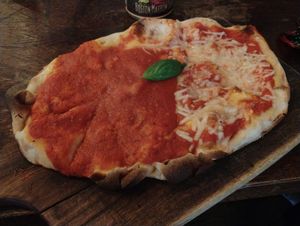 Shared a pizza with our little vegan; she doesn't do cheeze! at Basil & Grape in Croydon