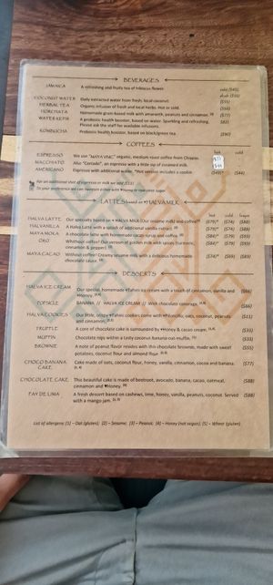 Menu at Elela in Valladolid