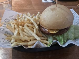 the vegan cheeseburgerr  at Three Crowns in North Melbourne