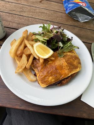 Vegan parmy (eggplant)  at Three Crowns in North Melbourne
