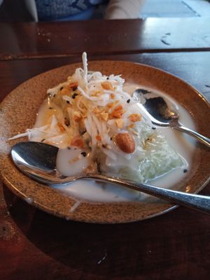 Banana dessert at TA Vegan House in Hamburg