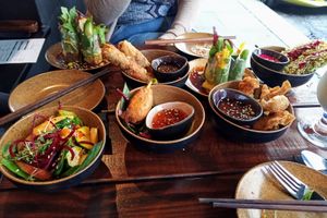 Variety of starters at TA Vegan House in Hamburg