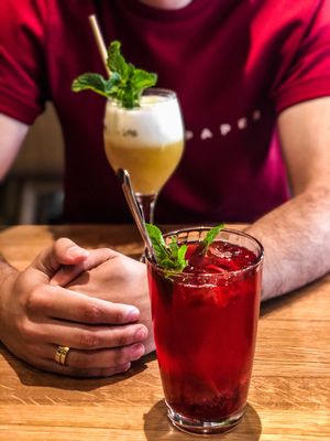 Fruity cocktails at TA Vegan House in Hamburg