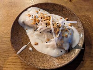 Banana with sticky rice at TA Vegan House in Hamburg