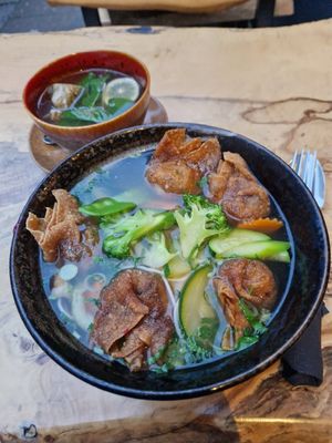 Golden lotus soup at TA Vegan House in Hamburg