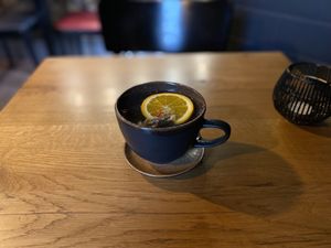 Orange tea  at TA Vegan House in Hamburg