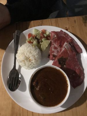 tofu satay (sooo thicc!!!!! loved every second) at Yogi's in Auroville