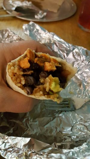 The Cuban burrito is pretty darn tasty at Laughing Planet Cafe - Ecotrust in Portland