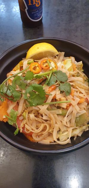 Veg and tofu noodles (3 small pieces of tofu only sadly) at Chopstix Noodle Bar in Apollo Bay