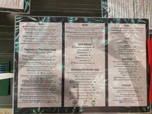 Current plant based menu at Hotel Monier in Darra