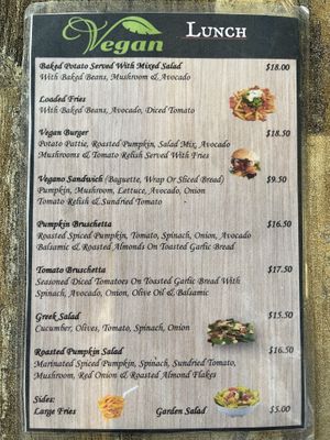 Vegan Lunch Menu at Garuma in Airlie Beach