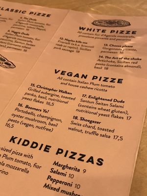 Clever names   at Daddy Greens Pizzabar - Iso Roobertinkatu in Helsinki