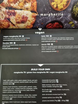 Menu. at Col'Cacchio Pizzeria in Cape Town