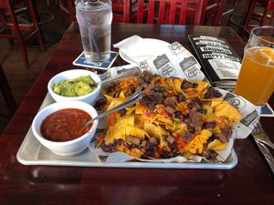 Vegan nachos, impossible burger added!   at Victoria's Tavern in Regina
