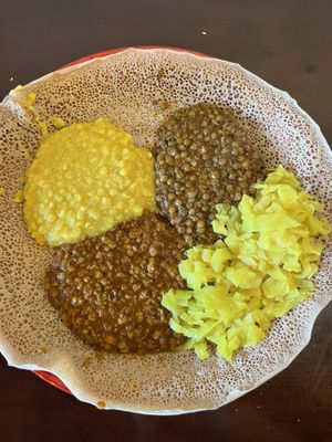 Vegan plate split into 1/3s  at Ambo in Bellingham