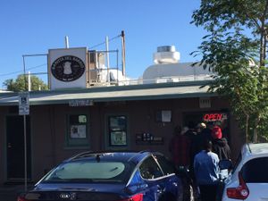 Order at window. Take out or outdoor seating at Barista Del Barrio in Tucson