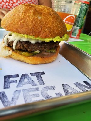 perfect burger at Fat Vegan in Mexico City