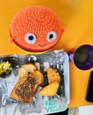 Tofu egg sandwich  at Fat Vegan in Mexico City