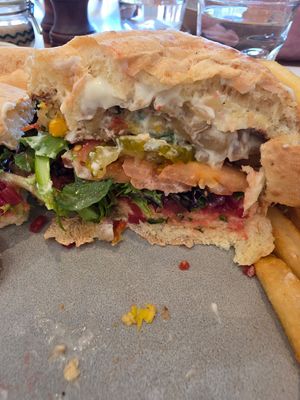 Inside the burger, messy but so flavourful at Fig and The Bay in Corinella