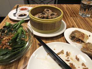 Siu mai, tofu roll & gai lan  at Little Bird Dim Sum in Vancouver