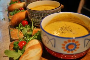 Soupe du jour faite avec amour at Café Bistro du Village in Saint-mathieu-du-parc